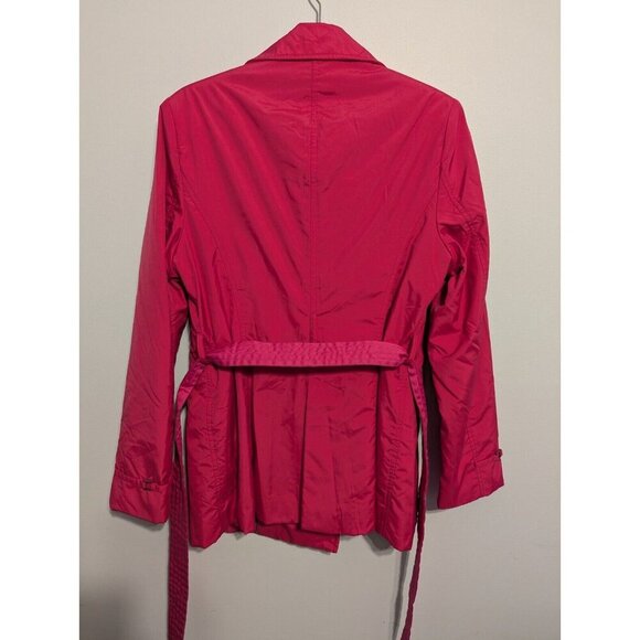 Calvin Klein Womens Magenta Pink Rain Jacket Wool Lined Peacoat Belted Size 6 - Picture 6 of 14